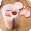 Picture of 3 IN 1 FOOD CONTAINER Food Container 3 in 1 Transparent Plastic Lock Food Storage Airtight Container Jar for Cereals Snacks Pulses 3 Section 1500 ml Grocery Fridge Container